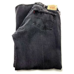 Levi's 505 Denim Cotton Black Jeans 42/31 Mid Rise Straight Fit